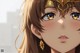 Anime girl with long brown hair wearing a gold crown.